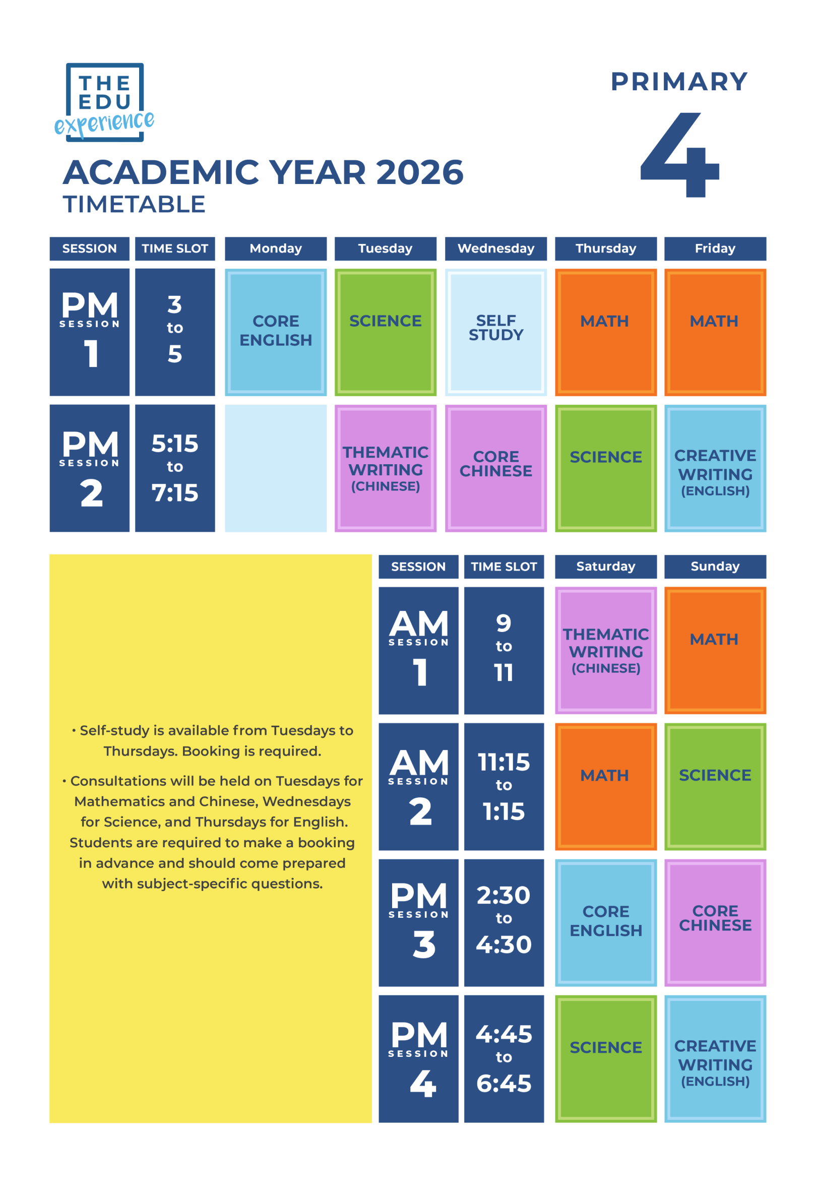 Class Schedule (TAMPINES PLAZA) 2026