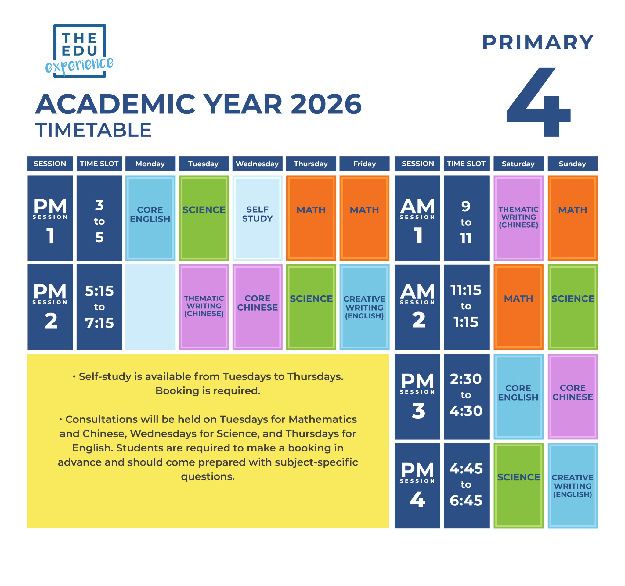Class Schedule (TAMPINES PLAZA) 2026