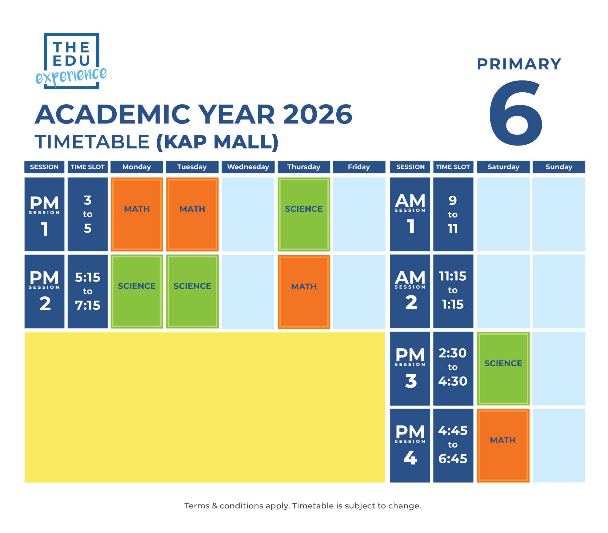 Class Schedule (KAP) 2026