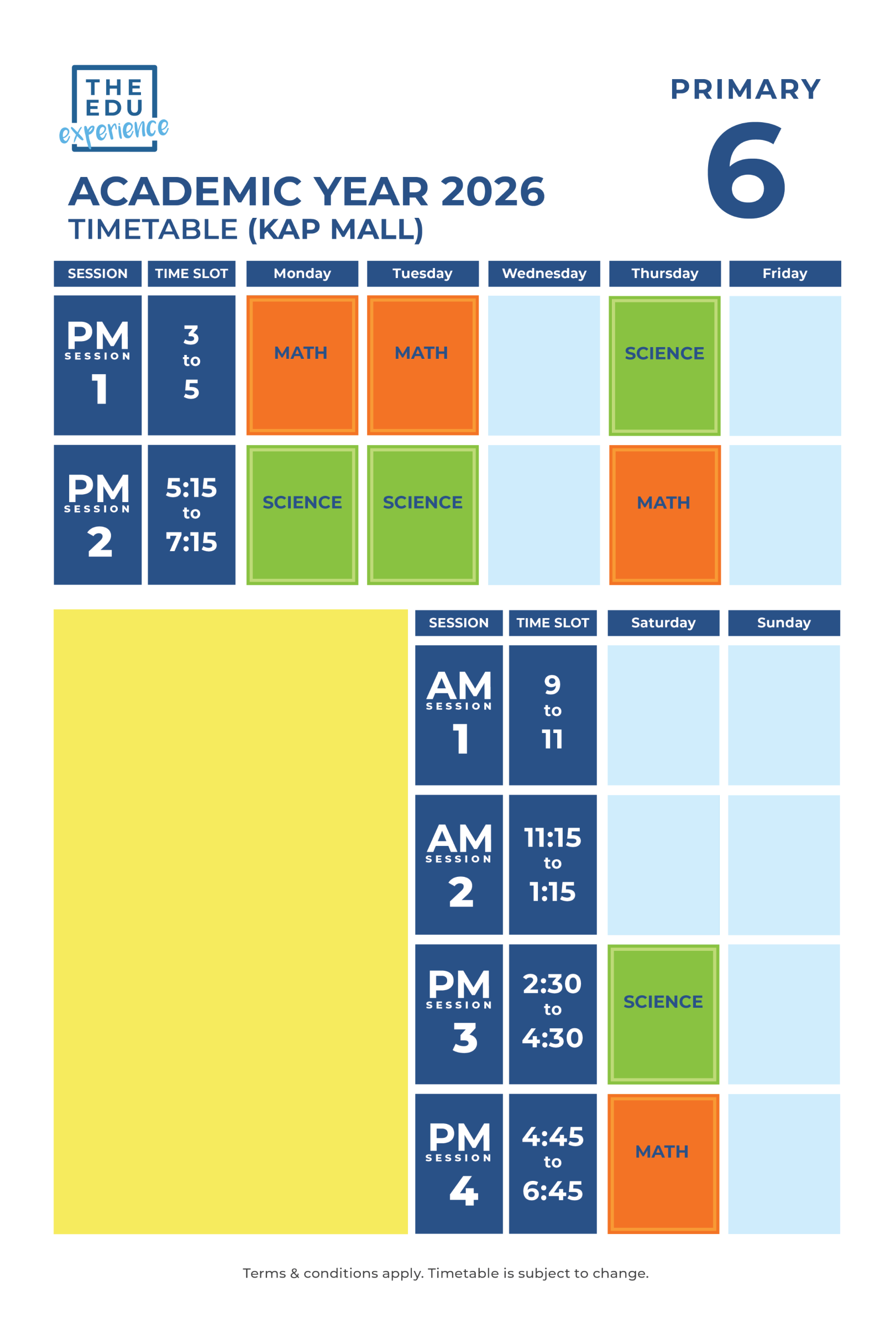 Class Schedule (KAP) 2026