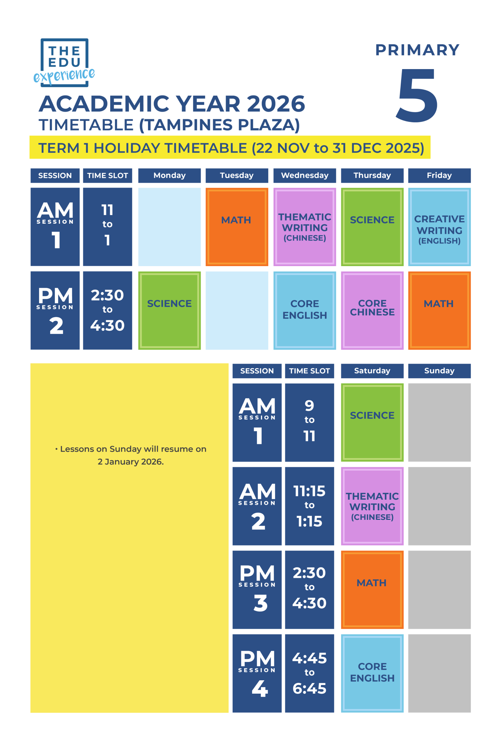 TEE Timetable P5